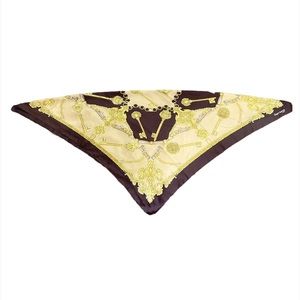 Brown/gold silk key detailed scarf